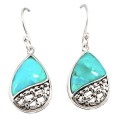 5.47 cts Natural  Copper Turquoise Gemstone .925 Sterling Silver Earrings