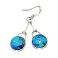 Natural Copper Turquoise Gemstone .925 Sterling Silver Earrings