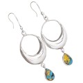 Incredible Natural Copper Turquoise Gemstone .925 Sterling Silver Earrings