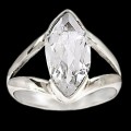 Natural Crystal Quartz Marquise Gemstone in Solid 925 Sterling Silver Ring Size 8.5 or Q1/2