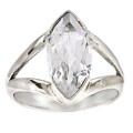 Natural Crystal Quartz Marquise Gemstone in Solid 925 Sterling Silver Ring Size 8.5 or Q1/2