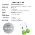 2.4 Grams Mohave Green Turquoise, Fire Opal Gemstones Solid .925 Silver Earrings