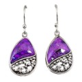 Natural Copper Purple Turquoise Gemstones Solid .925 Silver Sterling Earrings