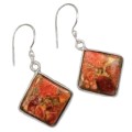 Amazing Natural Red Copper Turquoise Solid .925 Sterling Silver Earrings