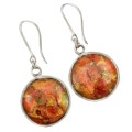 Natural Red Copper Turquoise Solid .925 Sterling Silver Earrings