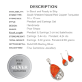 Beautiful Natural Arizona Orange Copper Turquoise Solid .925 Sterling Silver Set