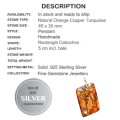 Extraordinary Orange Copper Turquoise Gemstone Solid .925 Sterling Silver Pendant