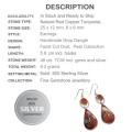 Natural Red Copper Turquoise and Carnelian Gemstone in Solid .925 Sterling Silver Earrings