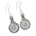Indonesian Bali Java Faceted White Topaz Solid  .925 Sterling Silver Earrings