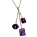Trendy Purple Amethyst Mixed Shapes Gemstone .925 Silver Necklace