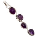 Natural Purple Amethyst Mixed Shapes Gemstone .925 Sterling Silver Pendant