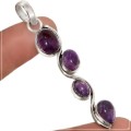 Natural Purple Amethyst Mixed Shapes Gemstone .925 Sterling Silver Pendant