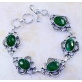 Indian Emerald Quartz Gemstone .925 Silver Bracelet