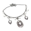 Handmade Antique Oval Clear Quartz Gemstone .925 Silver Necklace