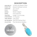 Exquisite Natural Caribbean Blue Larimar .925 Sterling Silver Pendant