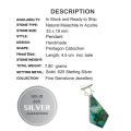Natural Malachite in Azurite Solid .925 Sterling Silver Pendant