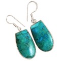 Natural Chrysocolla Gemstone Solid. 925 Sterling Silver Earrings