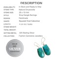 Natural Chrysocolla Gemstone Solid. 925 Sterling Silver Earrings