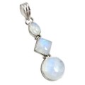 captivating 11.95 cts Natural Rainbow Moonstone Multi Shapes  Solid .925 Silver Pendant