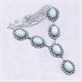 Handmade White Jade Gemstone. 925 Sterling Silver Necklace