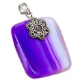 Natural Purple Botswana Agate Gemstone in Solid .925 Sterling Silver Pendant