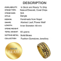 Natural Nepali Emerald, Coral Gemstone Solid Brass Bangle