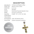 Incredible Sparkle Citrine Quartz Cross Gemstone Pendant .925  Silver Pendant