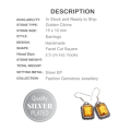 Antique Style Dainty Faceted Citrine Gemstone Silver Plated Earrings