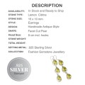 Faceted Lemon Citrine Pears Long .925 Sterling Silver Earrings