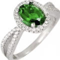 3.88 cts Beautiful Russian Nano Emerald , White Topaz Solid .925 Silver Size 7 or O