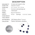 Dainty Sapphire Blue Quartz Gemstone 925 Silver Necklace and Earrings