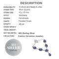 Handmade Blue Quartz Ovals Gemstone 925 Silver Necklace