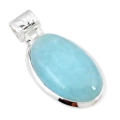 Exceptional Handmade Natural Aquamarine Gemstone Solid 925 Sterling Silver Pendant