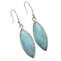 Natural Marquise Shape Aquamarine Gemstone in Solid .925 Sterling Silver Earrings