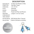 Handmade Faceted Blue Topaz Gemstone .925 Sterling Silver Earrings