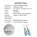 Faceted Blue Quartz Gemstone .925 Sterling Silver Earrings