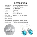 Handmade Swiss Blue Topaz Gemstone .925 Silver Earrings