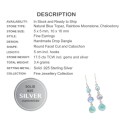 Natural Unheated Aqua Chalcedony, Blue Topaz , Rainbow Moonstone Gemstone Solid .925 Silver Earri