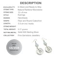 6.77 Ct Natural Rainbow Moonstone Gemstone Solid .925  Silver Earrings