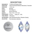 Earth Mined 8 mm Blue Fire Rainbow Moonstone ,tanzanite Aaa Gemstone Solid .925  Silver Earrings