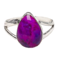 Natural Purple Copper Turquoise Pear Shape Gemstone set in Solid .925 Silver Ring Size 8/Q