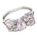 Earth Mined Rose Quartz, Cubic Zirconia Solid .925 Sterling Silver Ring Size 7.75
