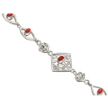 Handmade Red Coral Gemstone .925 Silver Plated Bangle
