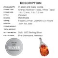 Deluxe Natural Orange Rainbow Topaz, White Topaz Solid .925 Sterling Silver Pendant