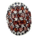 79.78 Cts Mozambique Garnet, Sapphire Solid 925 Sterling Silver Ring Size 7 or O