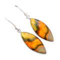 Natural Marquise Shape Indonesian Bumble Bee Jasper Solid .925 Sterling Silver Earrings
