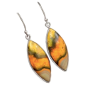 Natural Marquise Shape Indonesian Bumble Bee Jasper Solid .925 Sterling Silver Earrings