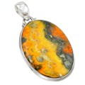 23.74 cts Natural Indonesian Bumble Bee Jasper Solid .925 Sterling Silver Pendant