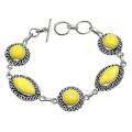 Handmade Yellow Agate  Gemstone .925  Silver Bracelet