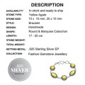 Handmade Yellow Agate  Gemstone .925  Silver Bracelet